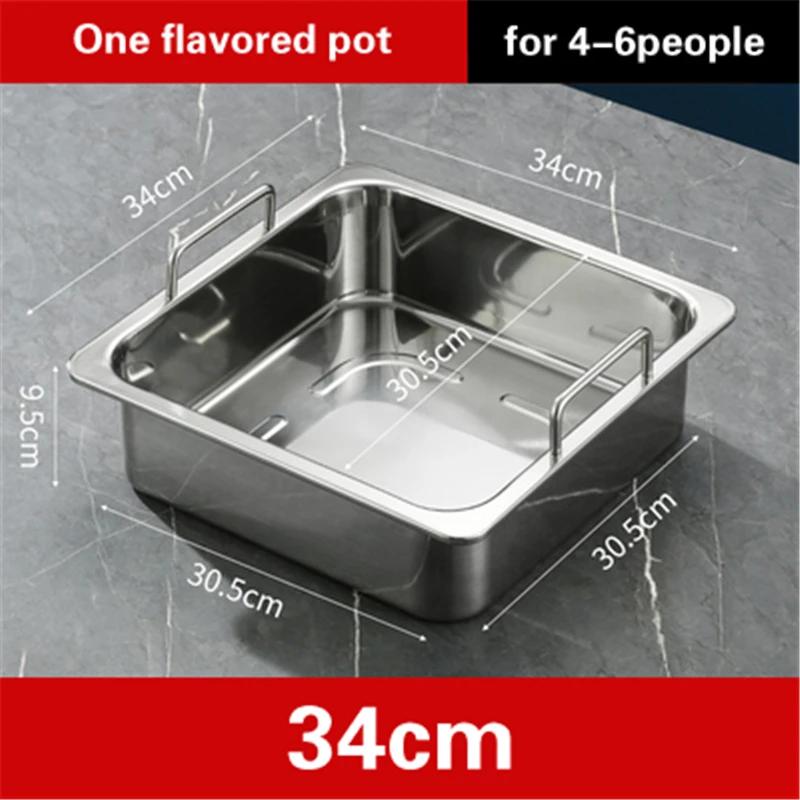 Extra thick stainless steel square hot pot Stewed Mandarin Duck with Ears Hotpot for induction cooker Mother and son pot hotpot