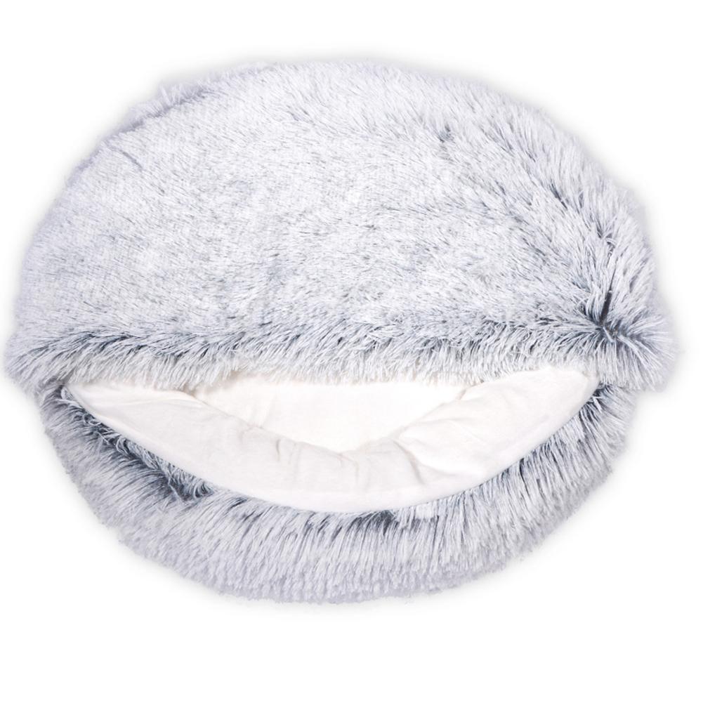 Round Plush Warm Dog Bed Mini Nest House Semi-enclosed Deep Sleep Pet Mat Cushion Blanket Sleeping Bag Puppy Kennel Accessories
