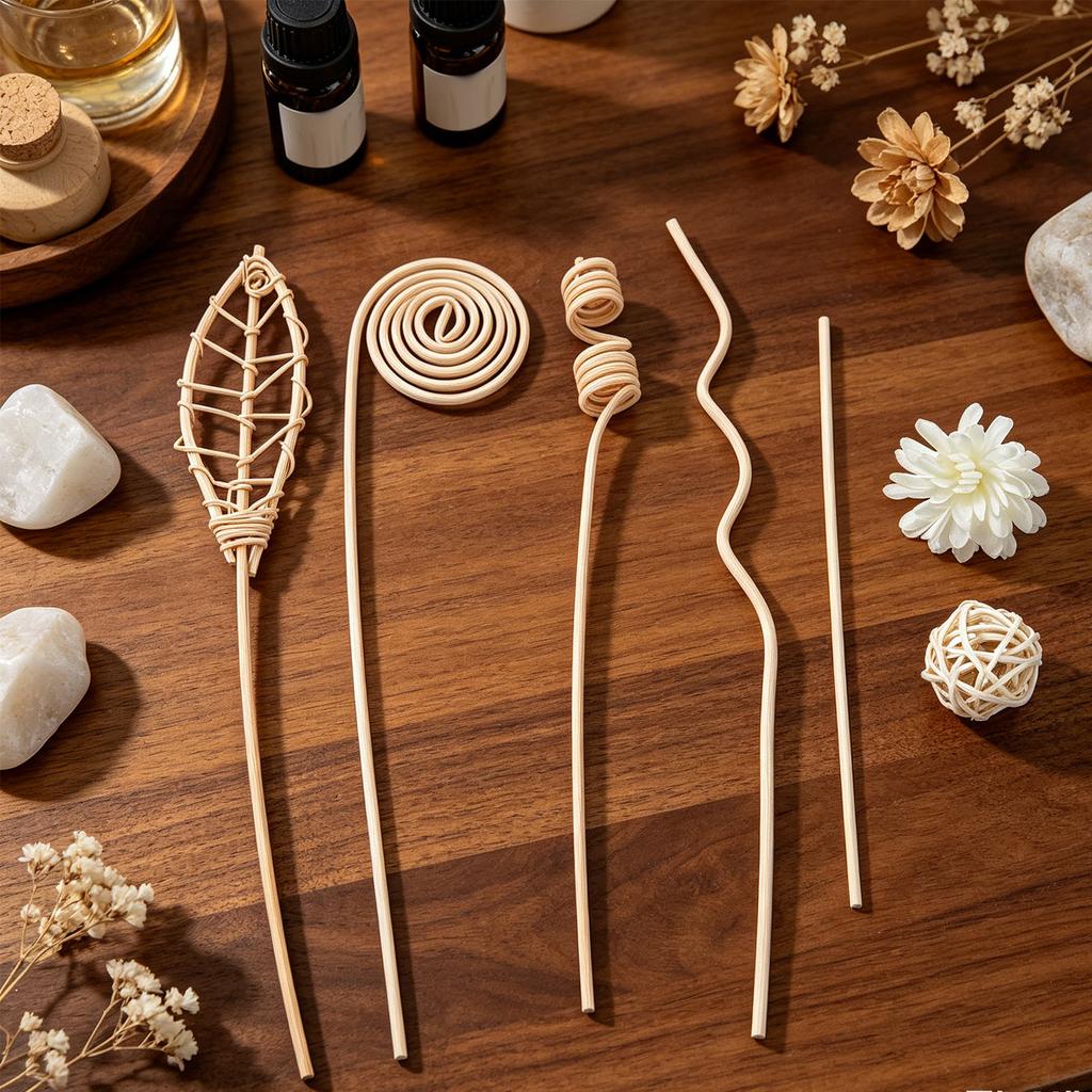 20Pcs Reed Diffuser Sticks Natural Rattan Aroma Adjustable Scent Essential Oil Diffuser for Living Room Office Air Freshener