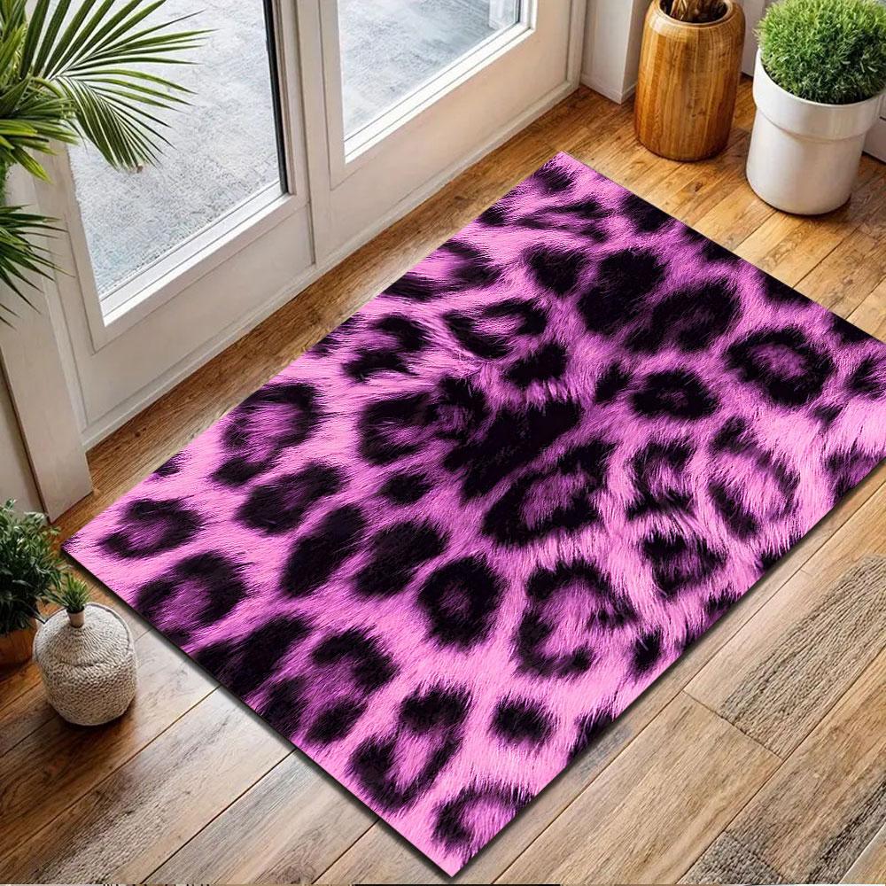 Purple Leopard Print Rug Patterned Carpet, Non Slip Mat Suitable for Living Room and Bedroom Sofas