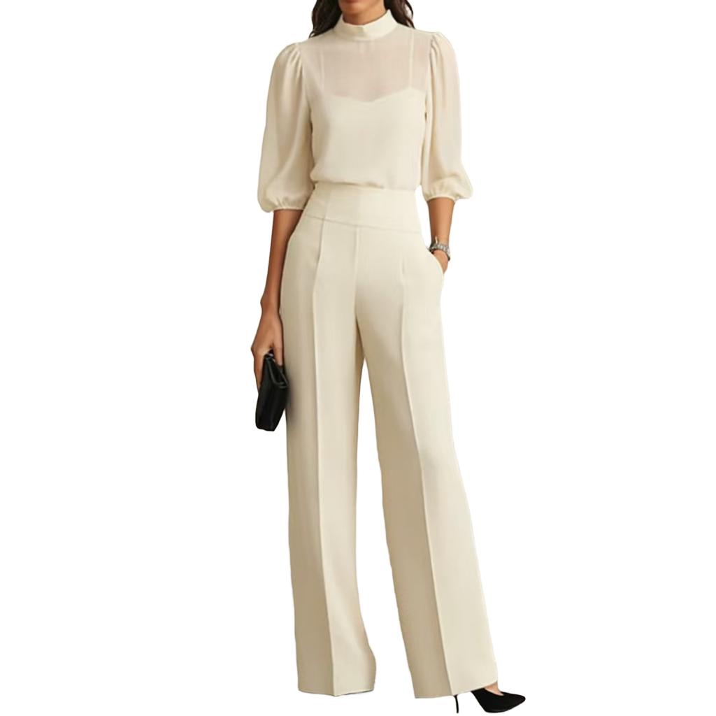 Women's Short Sleeve Wide Leg Pants 3 Piece Set