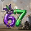 Glittering Purple, Green Masks Pattern - Transparent Pendants, Drops & Finials with Number 67 Shaped, No Electricity Needed, Nurseries, Vintage Home D