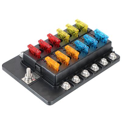 32V 100A 6 Ways 12 Ways Blade Fuse Block Fuse Box Holder For Auto Car Boat Marine Plastic Cover M5 Stud With LED Indicator Light