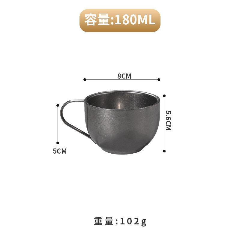 

304 Stainless Steel Coffee Cup Retro Double-layer Heat-resistant Mug Silver Coffee Cup Afternoon Tea Cups and Saucer Set Teacup 201-300ml