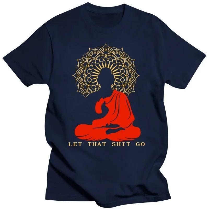 Cartoon Männer Lustiges T-Shirt Let That Shit Go Buddha Version Damen T-Shirt Männer O-Ausschnitt Kurzarm Baumwolle Bestseller Rundhals