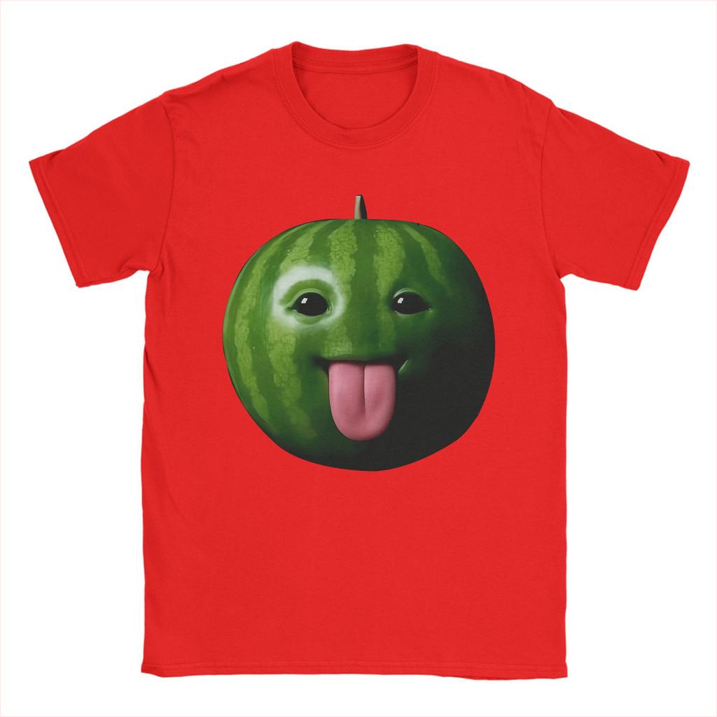 Herren Lustiges albernes KI-Wassermelonen-Gen-Z-Meme BrainRot-Humor Zunge raus T-Shirt Reines Baumwoll-Rundhals-T-Shirts Sommer-T-Shirts