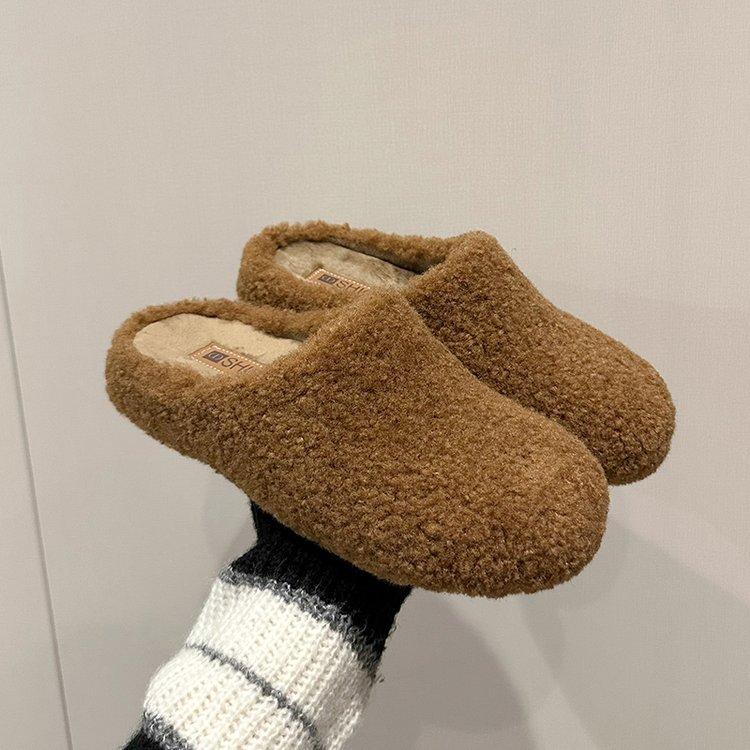 Cotton slippers 2026 new fashion lamb wool Baotou hairy slippers for women autumn and winter
