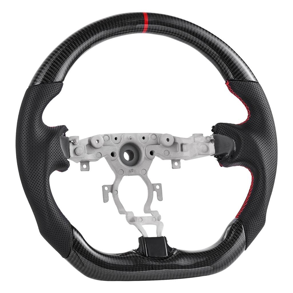Volante per Nissan 370Z 2008-2020, Volante in Fibra di Carbonio a Forma di D con Fondo Piatto, Impugnatura in Pelle con Texture Antiscivolo e Cuciture Precise,