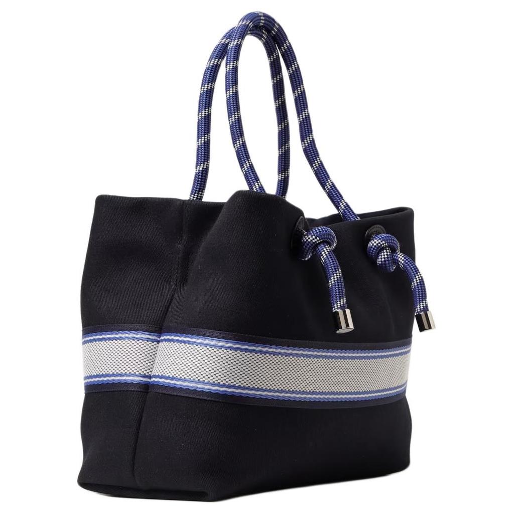 Emporio Armani Gestreifte Buchstaben-Logo-Baumwoll-Schultertasche Unisex-Schultertasche Schwarz EW000360AF14787UB081
