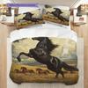 Set Copripiumino Trapuntato con Motivo a Cavalli Federa Decorazione per la Casa Regalo di Compleanno (1 * copripiumino + 2 * federa, senza nucleo)