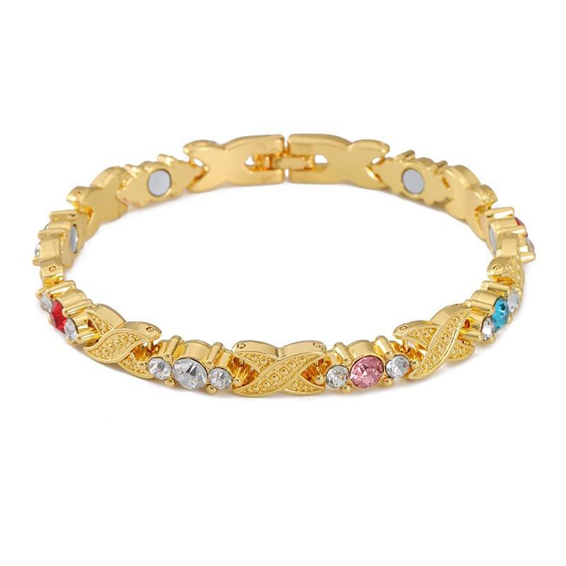 Ladies Detachable Energy Magnetic Bracelet Eco Friendly Rhinestone Adjustable Bangle