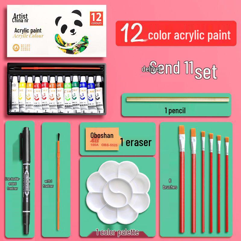 24-Color Durable Waterproof Acrylic Paint Set for Wall Art & Kids' Crafts
