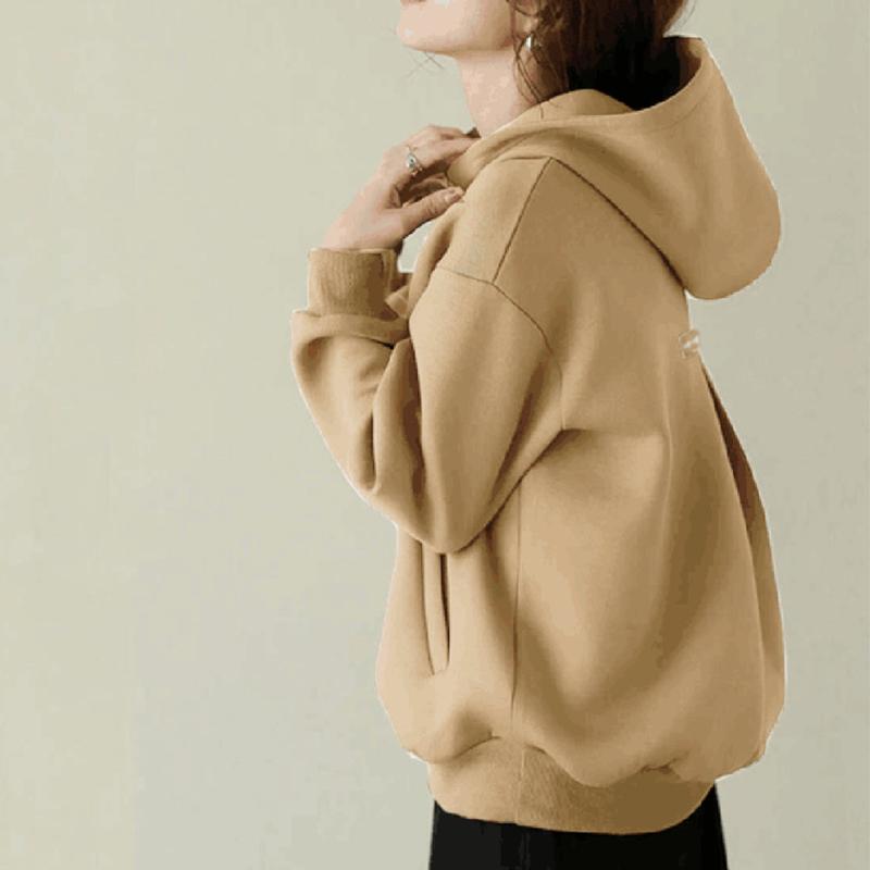 Women's Hooded Sweatshirt Simple Beaded Solid Color Loose Top