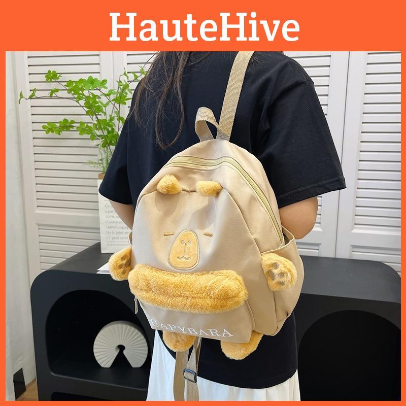 Plush Capybara Backpack Animal Childrens Bag With Adjustable Straps Shoulder