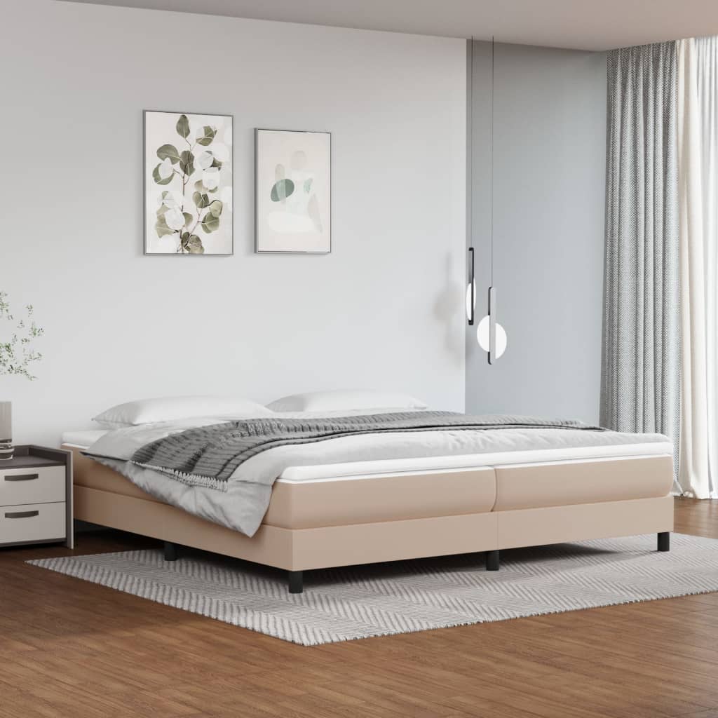 Box Spring Bed Frame Cappuccino Brown 200x200 cm Faux Leather