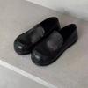 Version cuir de vachette~ Chaussures à plateforme rondes coréennes à tête large et bouche profonde augmentant la hauteur intérieure mocassins femmes printemps polyvalentes petites chaussures en cuir chaussures simples
