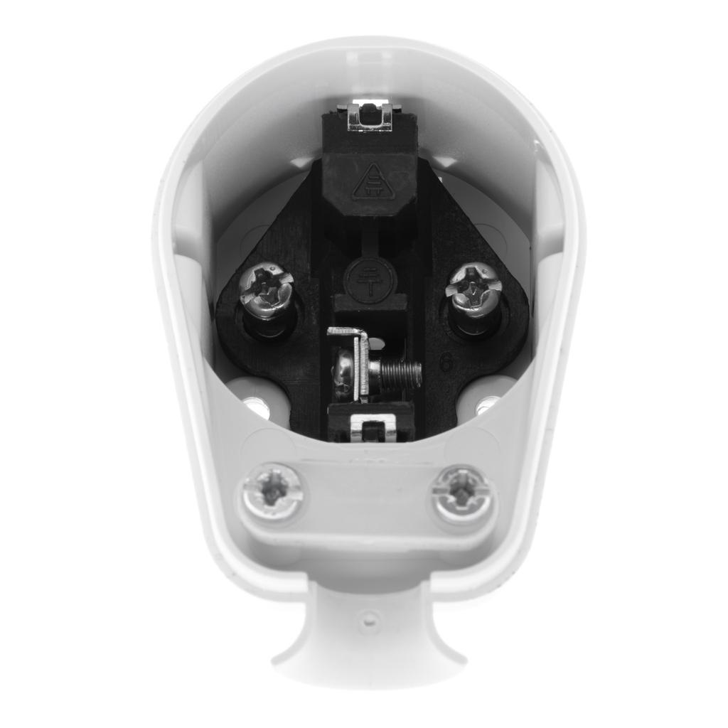White Uni-Schuko Angled Plug with Earthing