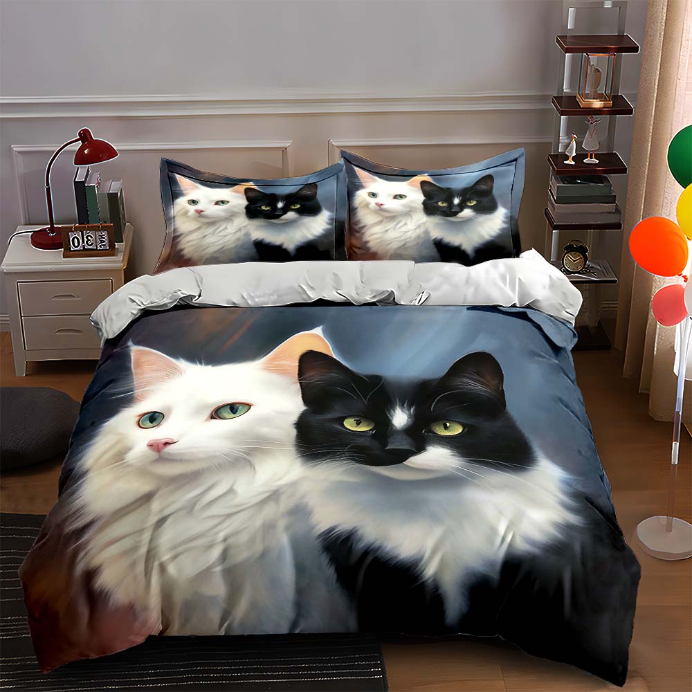 

Cat-themed artwork. Bedding Duvet cover sets Duvet covers Pillowcases gifts (1 * Duvet Cover 2 * Pillowcases, without duvet insert) 135x200cm
