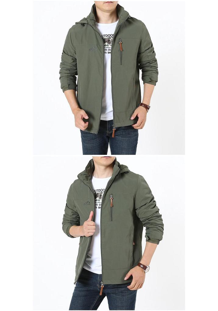Men's Waterproof Breathable Outdoor Jacket with Detachable Hood - Spring/Autumn Plus Size Windbreaker & Sport Casual Outerwear.