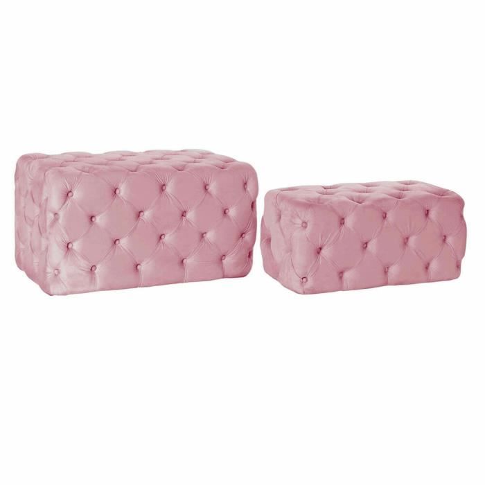 Banquette - Non spécifié - Rose - Polyester velours - 2 personnes - 88 x 53 x 47,76 cm