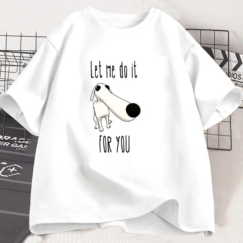 

Let Me Do It for You Long Nose Dog Meme T-Shirt Cotton Harajuku Dog Lover Borzoi Dog Tshirt Funny Graphic T Shirts Streetwear S білий