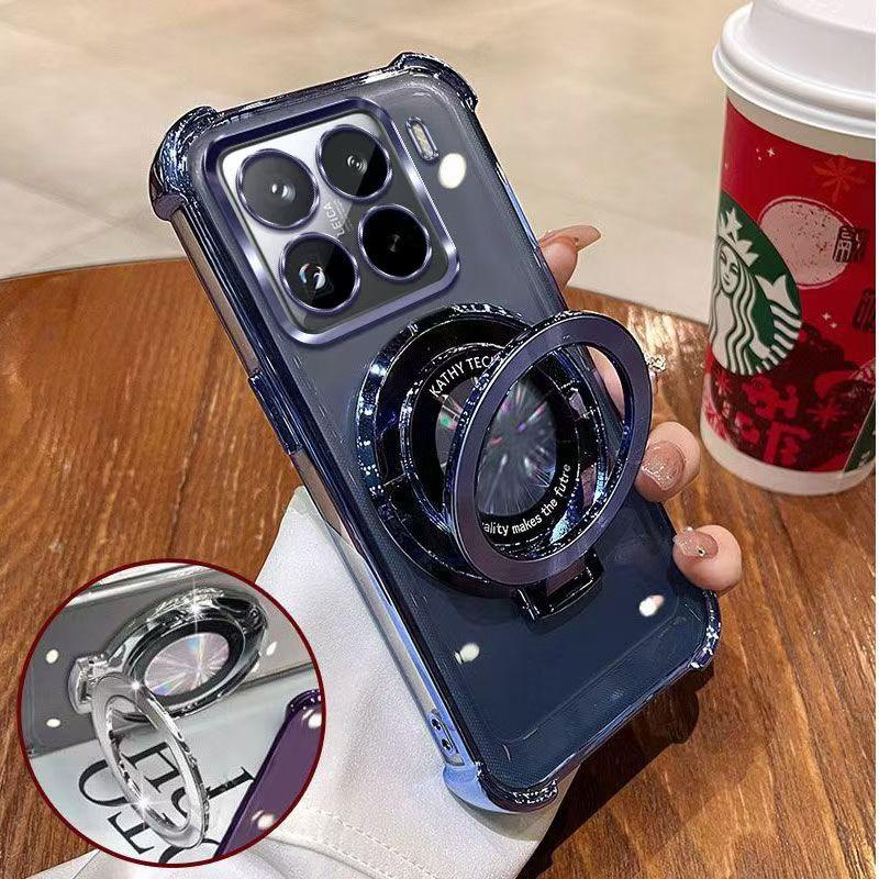 Shockproof Plating Magnetic Bracket Magsafe Case on For OPPO Reno 14 14F13 12 11 Reno14 Reno13 F Pro 13F 12F 11F Silicone Cover