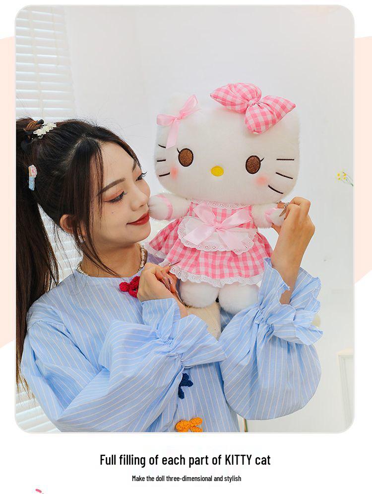 Creative Hello Kitty Plush Toy: Cute Maid Cat Doll with Bow - Perfect Birthday Gift Companion