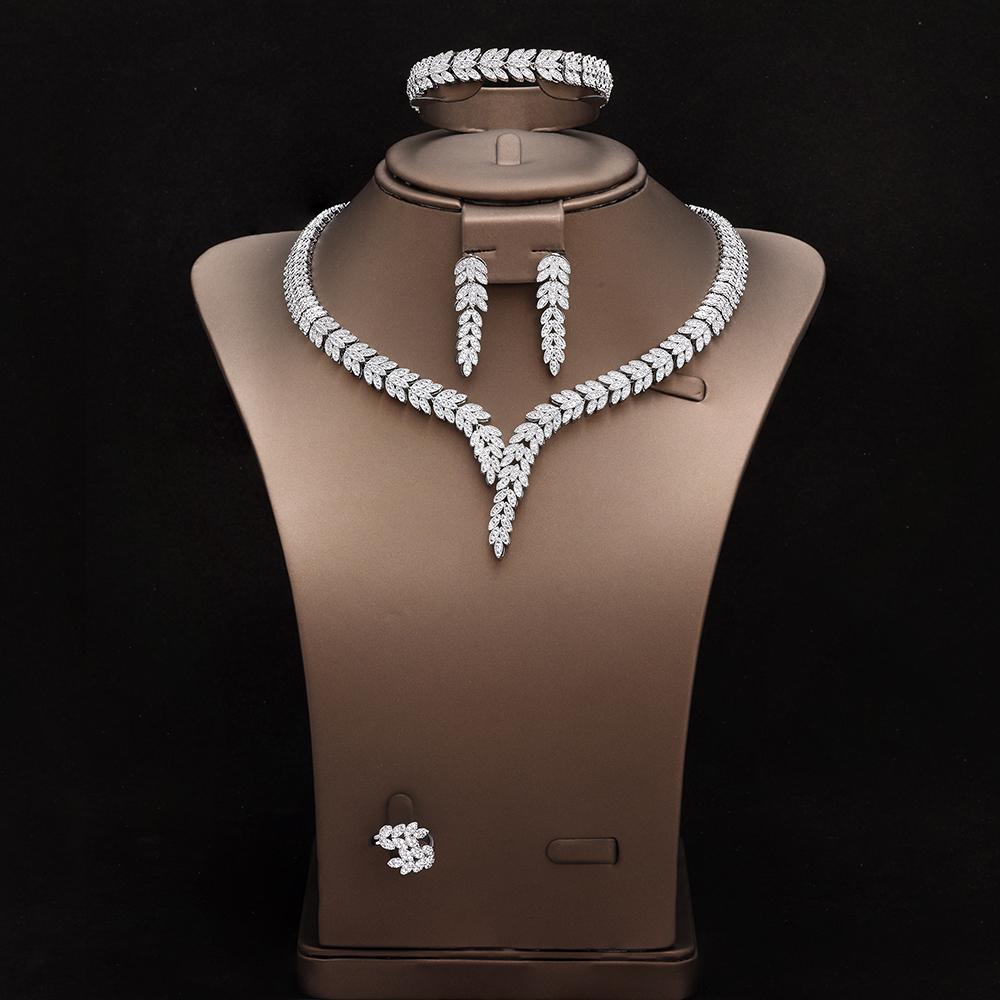Luxury Wedding Jewelry Set For Women Bridesmaid Bridal Jewelry Sets Necklace Earring Bracelet Ring Party Sets