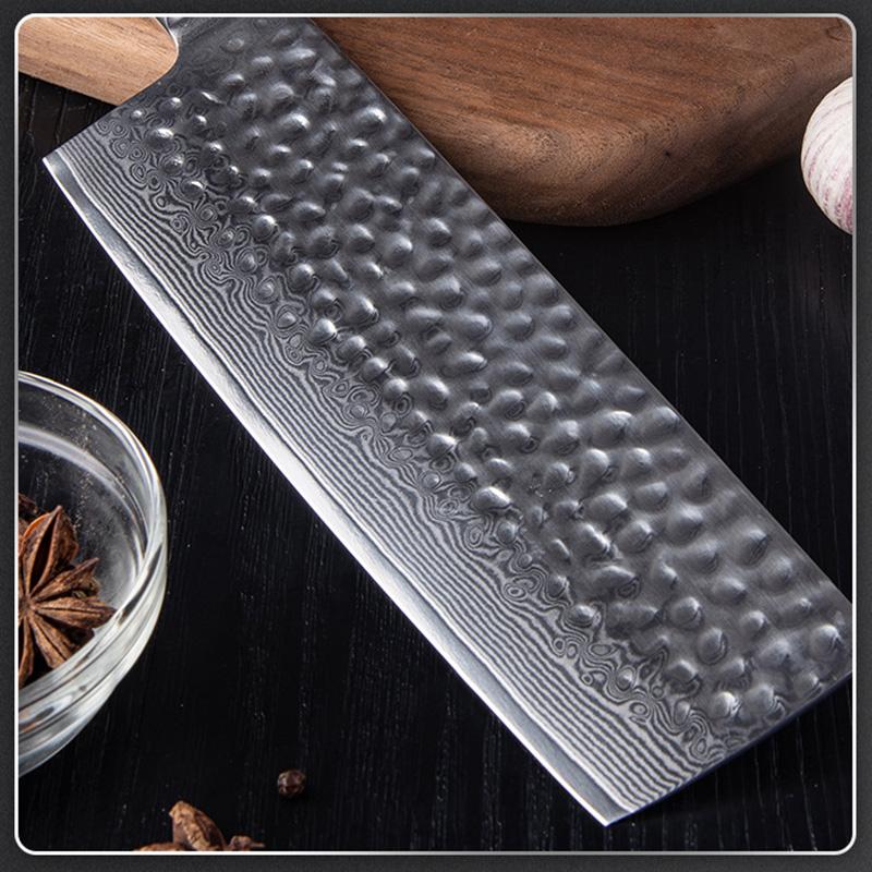 6.5 Inch Nakiri Knife 67-layers Damascus Steel Blade Ebony Handle Chef Cleaver Meat Slicing Vegetables Handmade Kitchen Knife