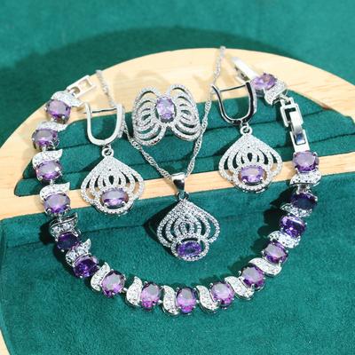 Explosive Jewelry Europe and The United States Hot Zircon Bracelet Necklace Earrings Jewelry Set
