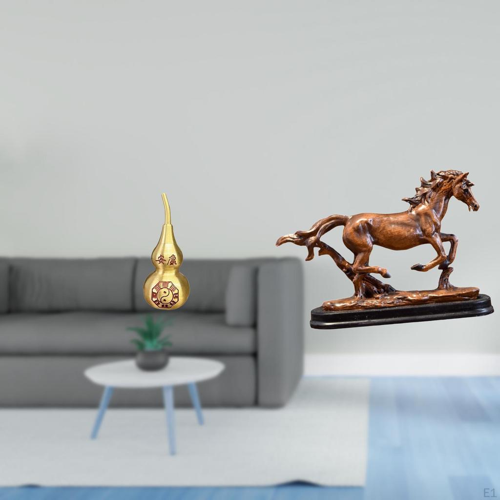 Brass Gourd And Horse Statue Figurine Feng Shui Ornament Collectible Art Souvenir for Spring