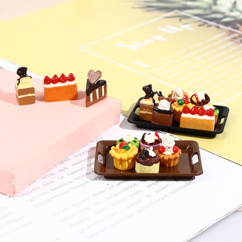 1/12 Dollhouse Miniature 1Tray+8 Cakes Model Kitchen Toys