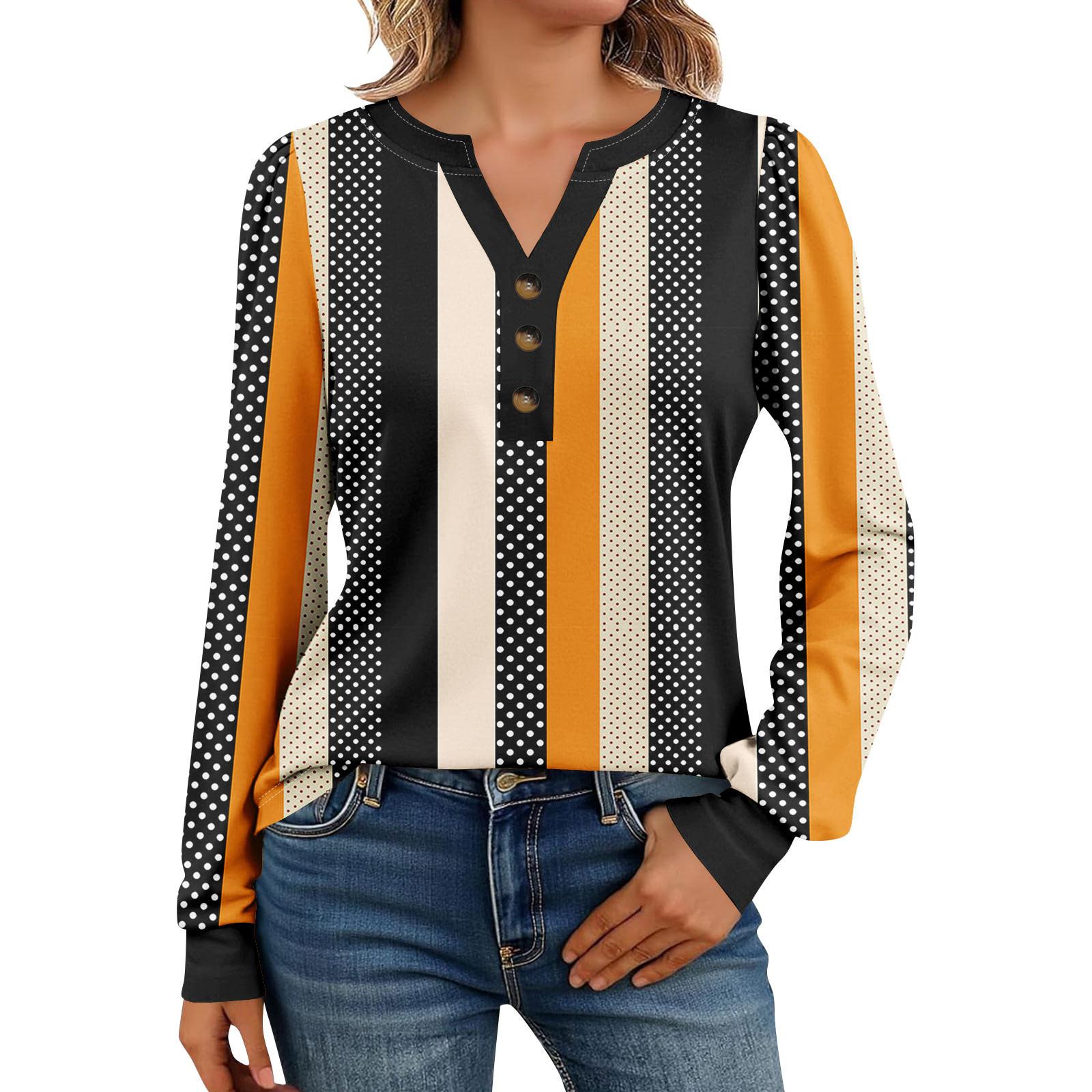 

Женские рубашки с длинным рукавом Хенли Повседневные топы Модные блузки Милые футболки XXL оранжевый