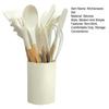 12Pcs Silicone Kitchenware Set Turner Spatula Spoon Non-Stick Heat Resistant Cooking Utensils with Wooden Handles Storage Bucket