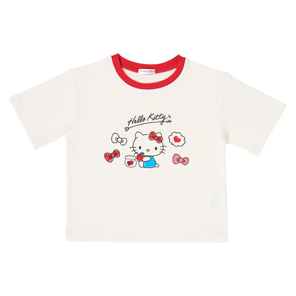 Sanrio Hello Kitty Short Sleeve 606499 Kids' T-Shirt, White, 100cm, Body 60% Cotton, 40% Polyester, Rib 95% Cotton, 5% Polyurethane,