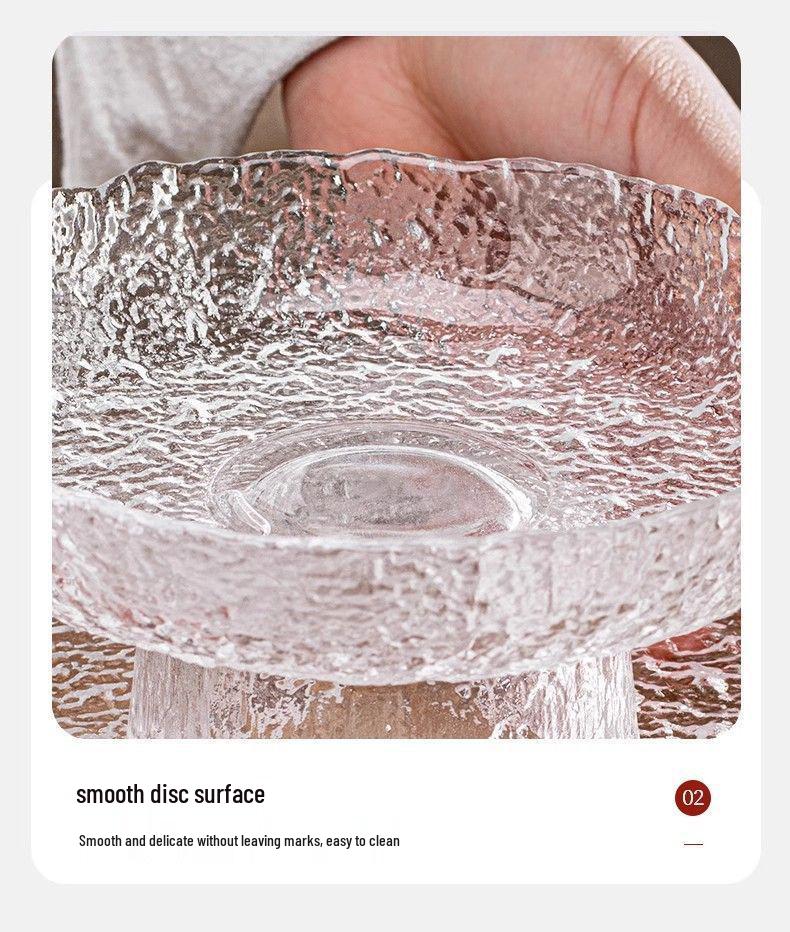 Glass Fruit Plate - Elegant High-Footed Dessert and Snack Holder for Living Room Coffee Table.