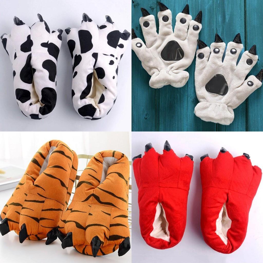 Cozy Dinosaur Cosplay Costume Slippers With Soft Plush Paw Shoes For Winter Warmth