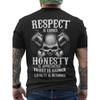 European Sizes Men's Streetwear T-Shirt with Back Print "Dignity Is Won" Skull & Piston Design - Loose Fit Casual Short Sleeve Round Neck