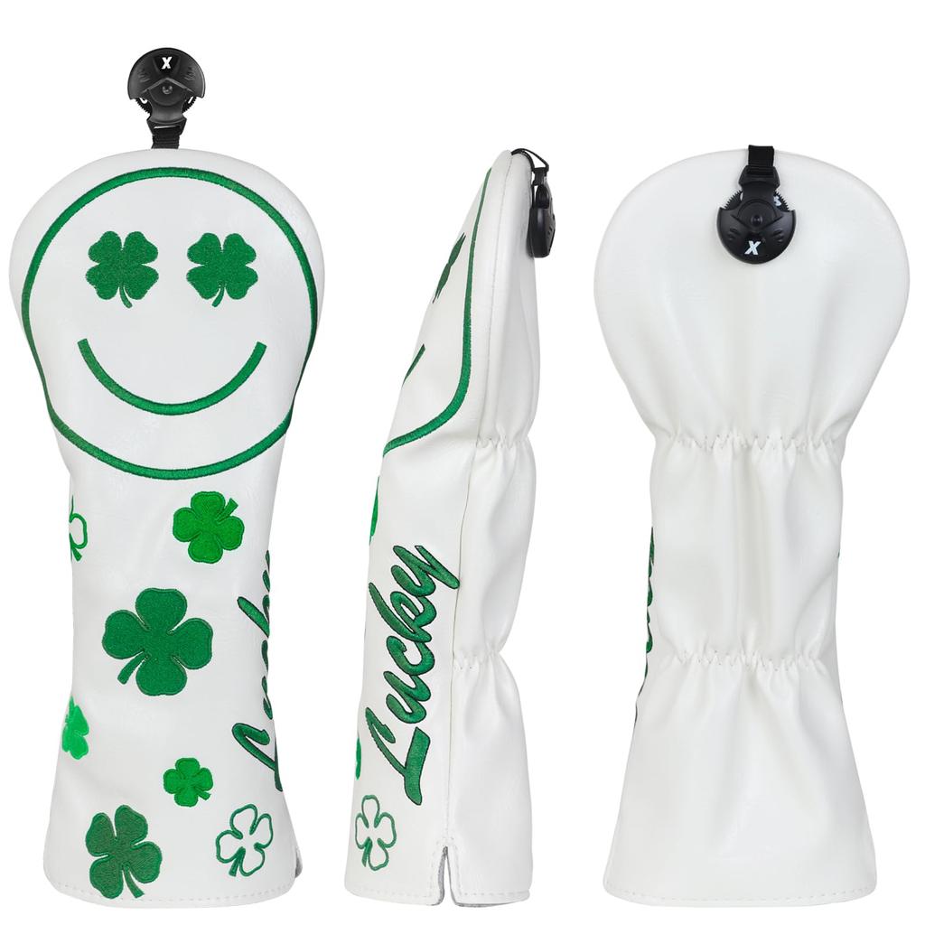 CRAFTSMAN Fairway Wood Cover Fairway Wood Headcover with Number Tag Cute Clover Smile (Single) (3, 4, 5, 7, X) Elastic,
