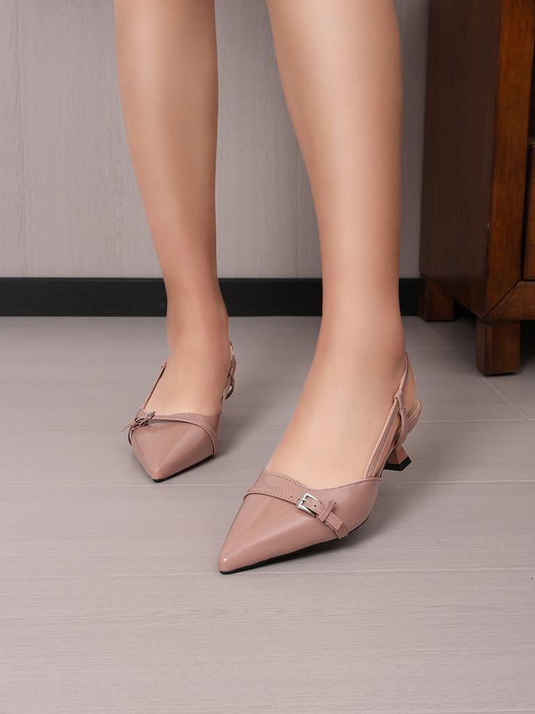 Spring and Summer New Pointed-toed Thin-heeled Fashion Women's Shoes Patent Leather Thin Medium Heel Empty Single Shoes High Heels