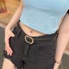 Womens Attractive Pu Belt In Trendy Black And Brown With Stylish Gold Buckles For Wear Casual