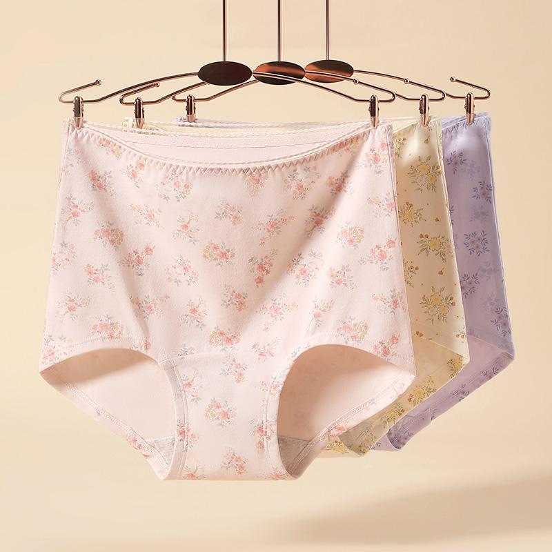 Fentenggan 3-Pack Extended Cotton Crotch Floral Women's Underwear