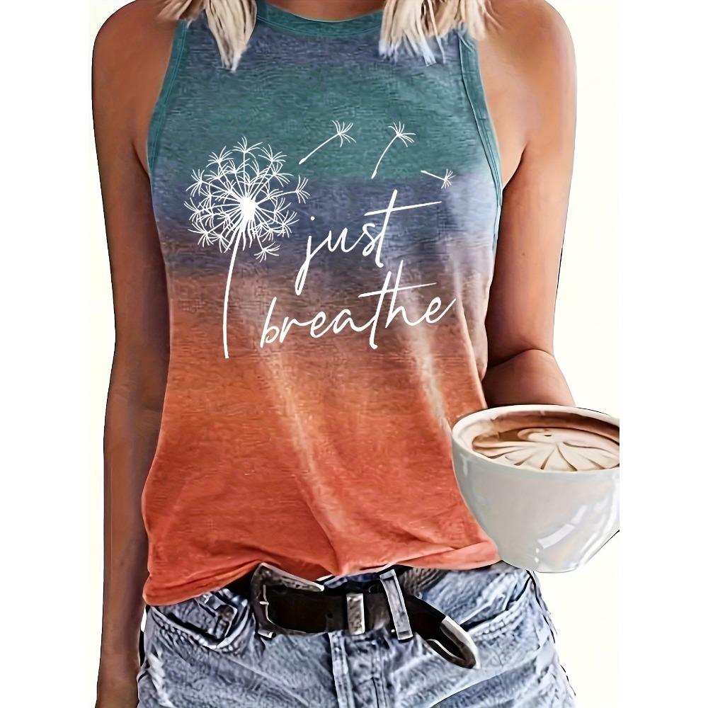 Dandelion 3d Print Tank Tops Women's Fashion Crew Neck Sleeveless Tanks Tops Casual Tops Tees Women's Clothing Letter 2024