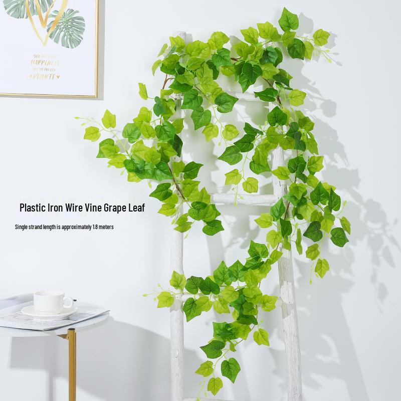 Artificial Rattan Vines for Pipe and Ceiling Decoration - Fake Green Leaves