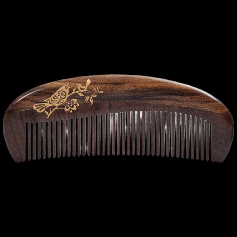 Tan Mujiang Lacquer Art Meridian Massage Hair Comb Gift Set