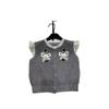 Elegant Flower Bow Round Neck Knit Cardigan Vest