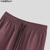 INCERUN Men Drawstring Elastic Waist Striped Casual Loose Harem Pants