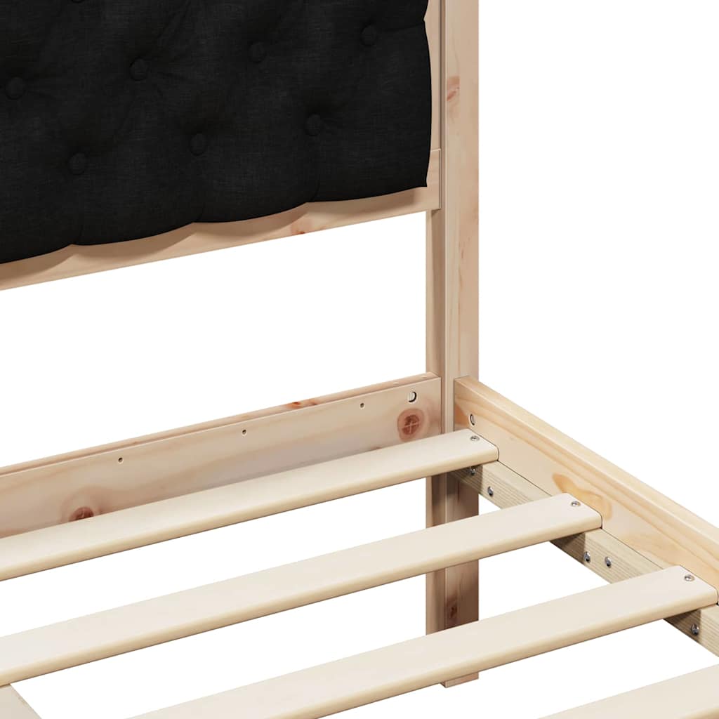 Bed Frame Black 120 x 190 cm Solid Pine Wood