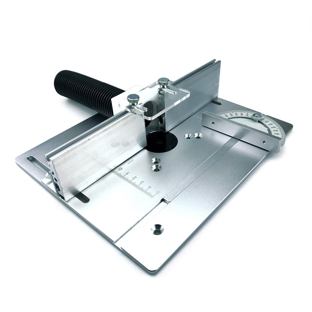 Aluminium Router Table Insert Plate Woodworking Trimmer Electric Wood Milling Flip Plate With Miter Gauge for DIY Working Benche