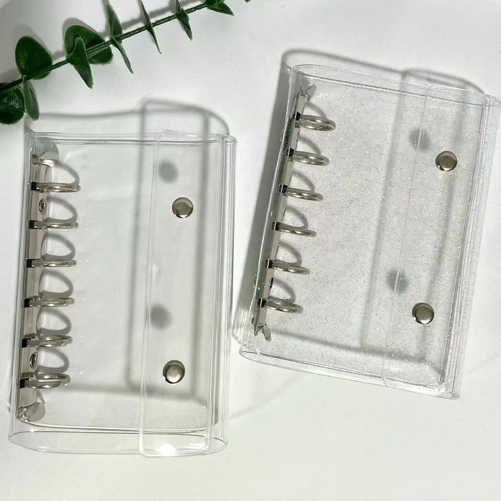 A7 Glitter Transparent Double ButtonDIY Binder Photocards Collect Book Diary Agenda Planner Cover Album Stationery